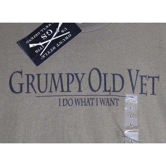 Grunt Style Olive Green Grumpy Old Vet Tee Shirt Mens Large - Picture 1 of 4